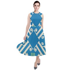 Abstract Pattern Geometric Backgrounds   Round Neck Boho Dress