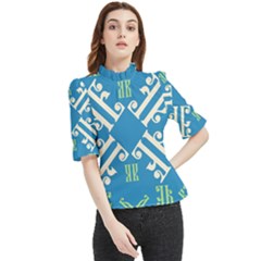 Abstract Pattern Geometric Backgrounds   Frill Neck Blouse