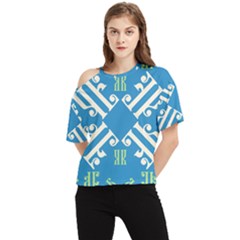 Abstract Pattern Geometric Backgrounds   One Shoulder Cut Out Tee