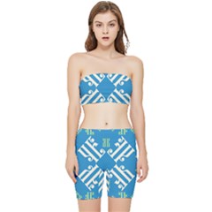 Abstract Pattern Geometric Backgrounds   Stretch Shorts And Tube Top Set by Eskimos