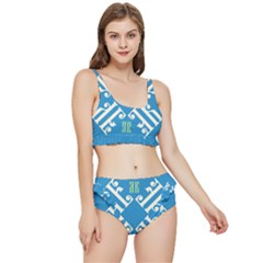 Abstract Pattern Geometric Backgrounds   Frilly Bikini Set