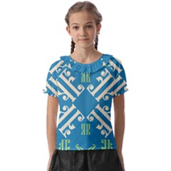 Abstract Pattern Geometric Backgrounds   Kids  Frill Chiffon Blouse by Eskimos