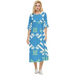 Abstract Pattern Geometric Backgrounds   Double Cuff Midi Dress