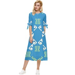 Abstract Pattern Geometric Backgrounds   Bow Sleeve Chiffon Midi Dress