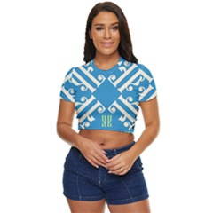 Abstract Pattern Geometric Backgrounds   Side Button Cropped Tee