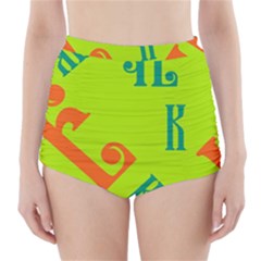 Abstract Pattern Geometric Backgrounds   High-waisted Bikini Bottoms by Eskimos