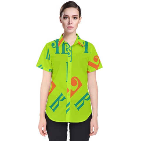 Abstract Pattern Geometric Backgrounds   Women s Short Sleeve Shirt by Eskimos