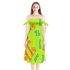 Abstract Pattern Geometric Backgrounds   Shoulder Tie Bardot Midi Dress by Eskimos