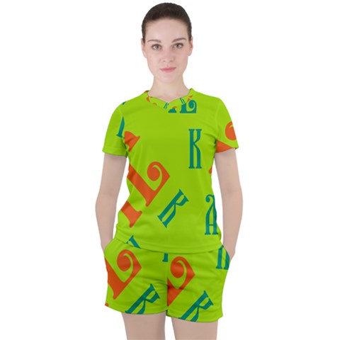 Abstract Pattern Geometric Backgrounds   Women s Tee And Shorts Set by Eskimos