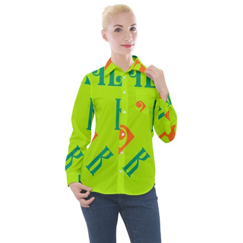 Abstract Pattern Geometric Backgrounds   Women s Long Sleeve Pocket Shirt by Eskimos