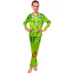 Abstract Pattern Geometric Backgrounds   Kid s Satin Long Sleeve Pajamas Set by Eskimos