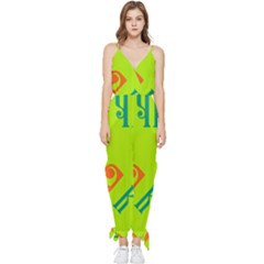 Abstract Pattern Geometric Backgrounds   Sleeveless Tie Ankle Chiffon Jumpsuit by Eskimos