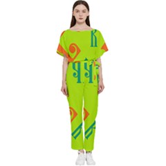 Abstract Pattern Geometric Backgrounds   Batwing Lightweight Chiffon Jumpsuit by Eskimos