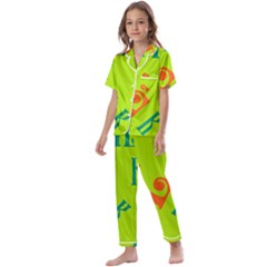 Abstract Pattern Geometric Backgrounds   Kids  Satin Short Sleeve Pajamas Set by Eskimos