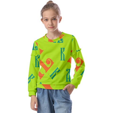 Abstract Pattern Geometric Backgrounds   Kids  Long Sleeve Tee With Frill  by Eskimos