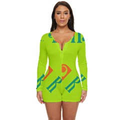 Abstract Pattern Geometric Backgrounds   Long Sleeve Boyleg Swimsuit