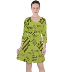 Abstract Pattern Geometric Backgrounds   Quarter Sleeve Ruffle Waist Dress by Eskimos