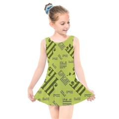 Abstract Pattern Geometric Backgrounds   Kids  Skater Dress Swimsuit by Eskimos