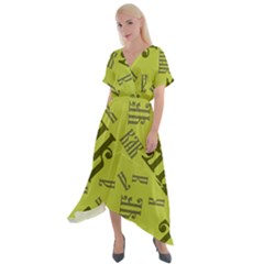 Abstract Pattern Geometric Backgrounds   Cross Front Sharkbite Hem Maxi Dress by Eskimos