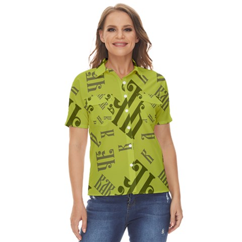 Abstract Pattern Geometric Backgrounds   Women s Short Sleeve Double Pocket Shirt by Eskimos