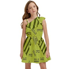 Abstract Pattern Geometric Backgrounds   Kids  One Shoulder Party Dress