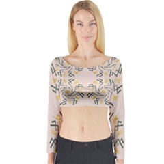 Abstract Pattern Geometric Backgrounds   Long Sleeve Crop Top by Eskimos