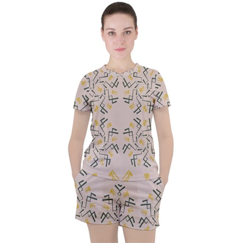 Abstract Pattern Geometric Backgrounds   Women s Tee And Shorts Set by Eskimos