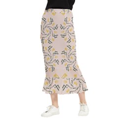 Abstract Pattern Geometric Backgrounds   Maxi Fishtail Chiffon Skirt