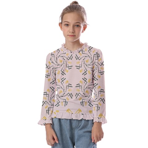 Abstract Pattern Geometric Backgrounds   Kids  Frill Detail Tee by Eskimos