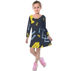 Abstract Pattern Geometric Backgrounds   Kids  Long Sleeve Velvet Dress