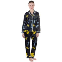 Abstract Pattern Geometric Backgrounds   Satin Long Sleeve Pajamas Set