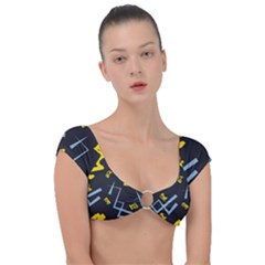 Abstract Pattern Geometric Backgrounds   Cap Sleeve Ring Bikini Top