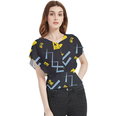 Abstract Pattern Geometric Backgrounds   Butterfly Chiffon Blouse by Eskimos