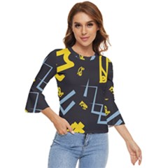 Abstract Pattern Geometric Backgrounds   Bell Sleeve Top