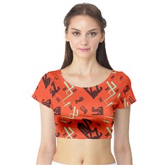 Abstract Pattern Geometric Backgrounds   Short Sleeve Crop Top by Eskimos