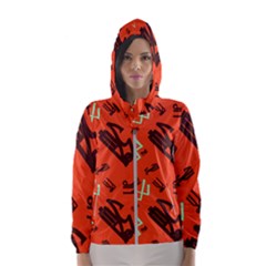 Abstract Pattern Geometric Backgrounds   Women s Hooded Windbreaker by Eskimos