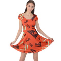 Abstract Pattern Geometric Backgrounds   Cap Sleeve Dress by Eskimos