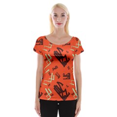 Abstract Pattern Geometric Backgrounds   Cap Sleeve Top by Eskimos