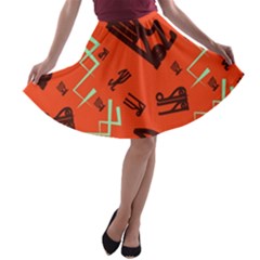 Abstract Pattern Geometric Backgrounds   A-line Skater Skirt by Eskimos