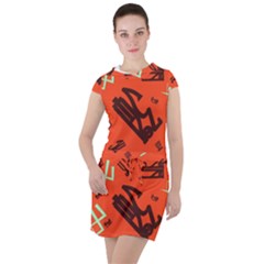 Abstract Pattern Geometric Backgrounds   Drawstring Hooded Dress by Eskimos