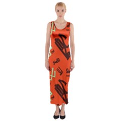 Abstract Pattern Geometric Backgrounds   Fitted Maxi Dress by Eskimos