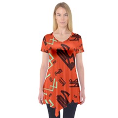 Abstract Pattern Geometric Backgrounds   Short Sleeve Tunic  by Eskimos