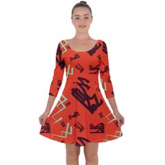 Abstract Pattern Geometric Backgrounds   Quarter Sleeve Skater Dress by Eskimos