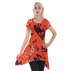 Abstract Pattern Geometric Backgrounds   Short Sleeve Side Drop Tunic by Eskimos