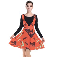 Abstract Pattern Geometric Backgrounds   Plunge Pinafore Dress by Eskimos