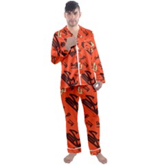 Abstract Pattern Geometric Backgrounds   Men s Long Sleeve Satin Pajamas Set by Eskimos