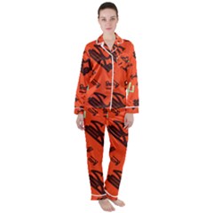 Abstract Pattern Geometric Backgrounds   Satin Long Sleeve Pajamas Set by Eskimos