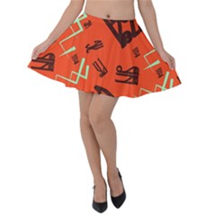 Abstract Pattern Geometric Backgrounds   Velvet Skater Skirt by Eskimos