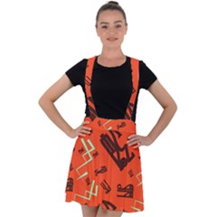 Abstract Pattern Geometric Backgrounds   Velvet Suspender Skater Skirt by Eskimos