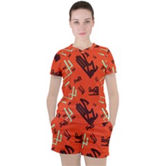 Abstract Pattern Geometric Backgrounds   Women s Tee And Shorts Set